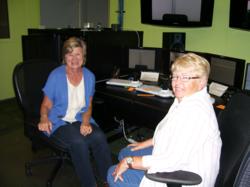 YA mystery writer, Linda Maria Frank (blue) heads the production team